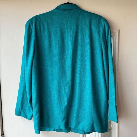 Vintage Gianni Sport Bright Teal Textured Blazer Jacket USA Made Size 14 - Picture 4 of 10